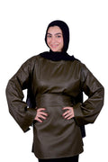 The Diva Leather Top - Olive
