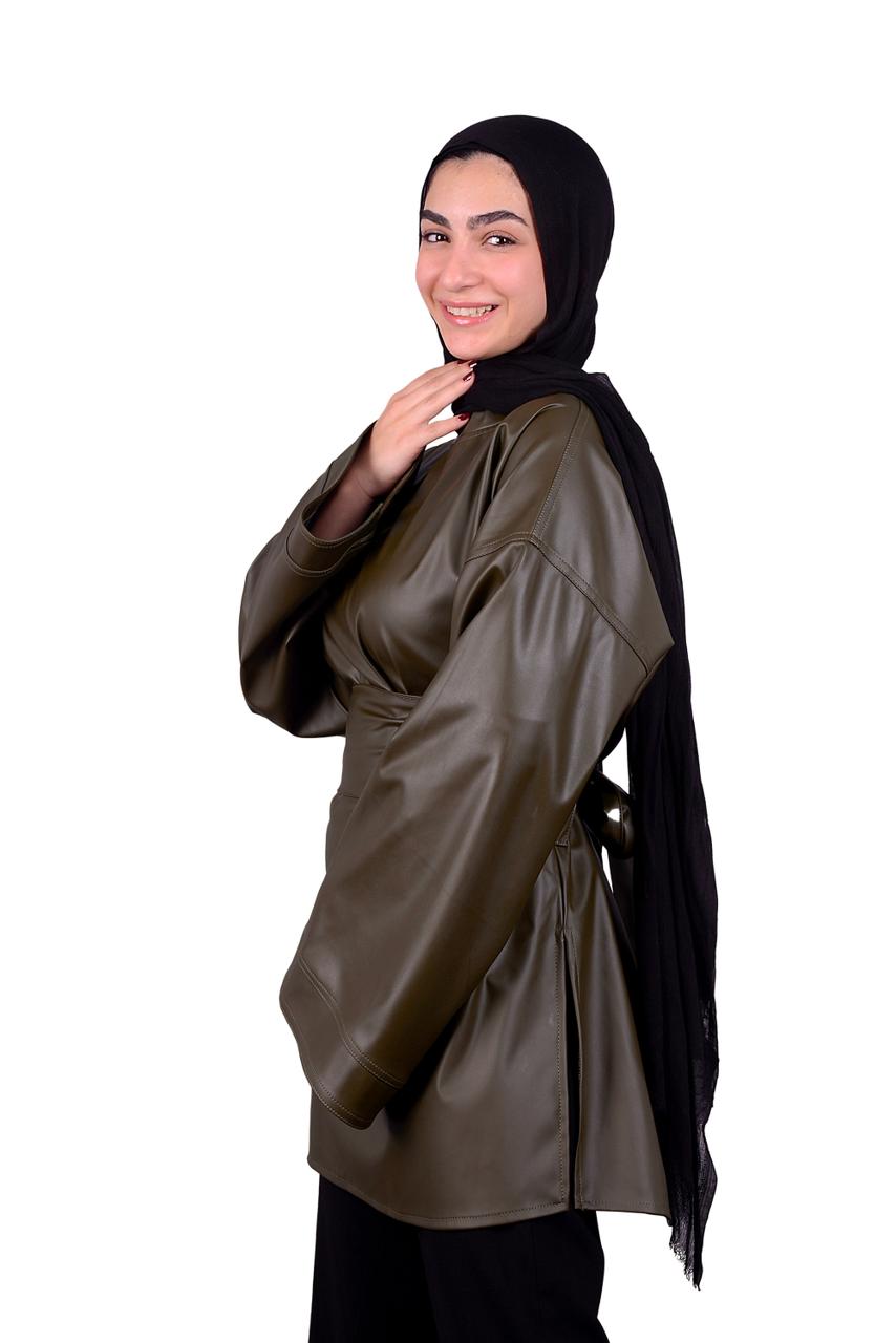 The Diva Leather Top Olive